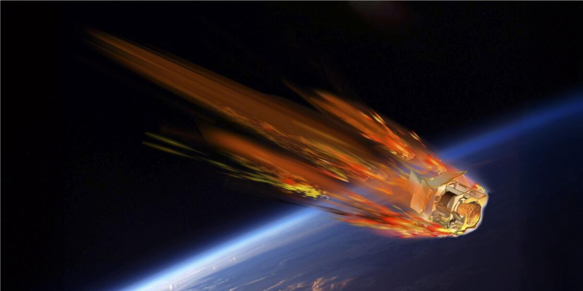 Umjetnička vizija raspada satelita Draco u atmosferi 📷 ESA