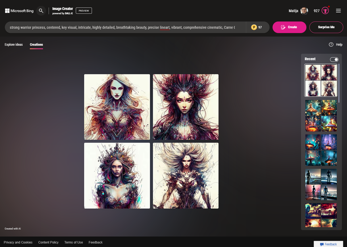 Bing Image Creator – baš kao što je Microsoft Bing Chatom omogućio korištenje velikog jezičnog modela GPT-4.0, tako Bing Image Creatorom omogućuje korištenje modela DALL-E koji je, mora se to priznati, također prilično vješt u generiranju slika od unesenog teksta. Ne nudi posebno napredne mogućnosti, ali svejedno može biti itekako koristan  📷 https://www.bing.com/create