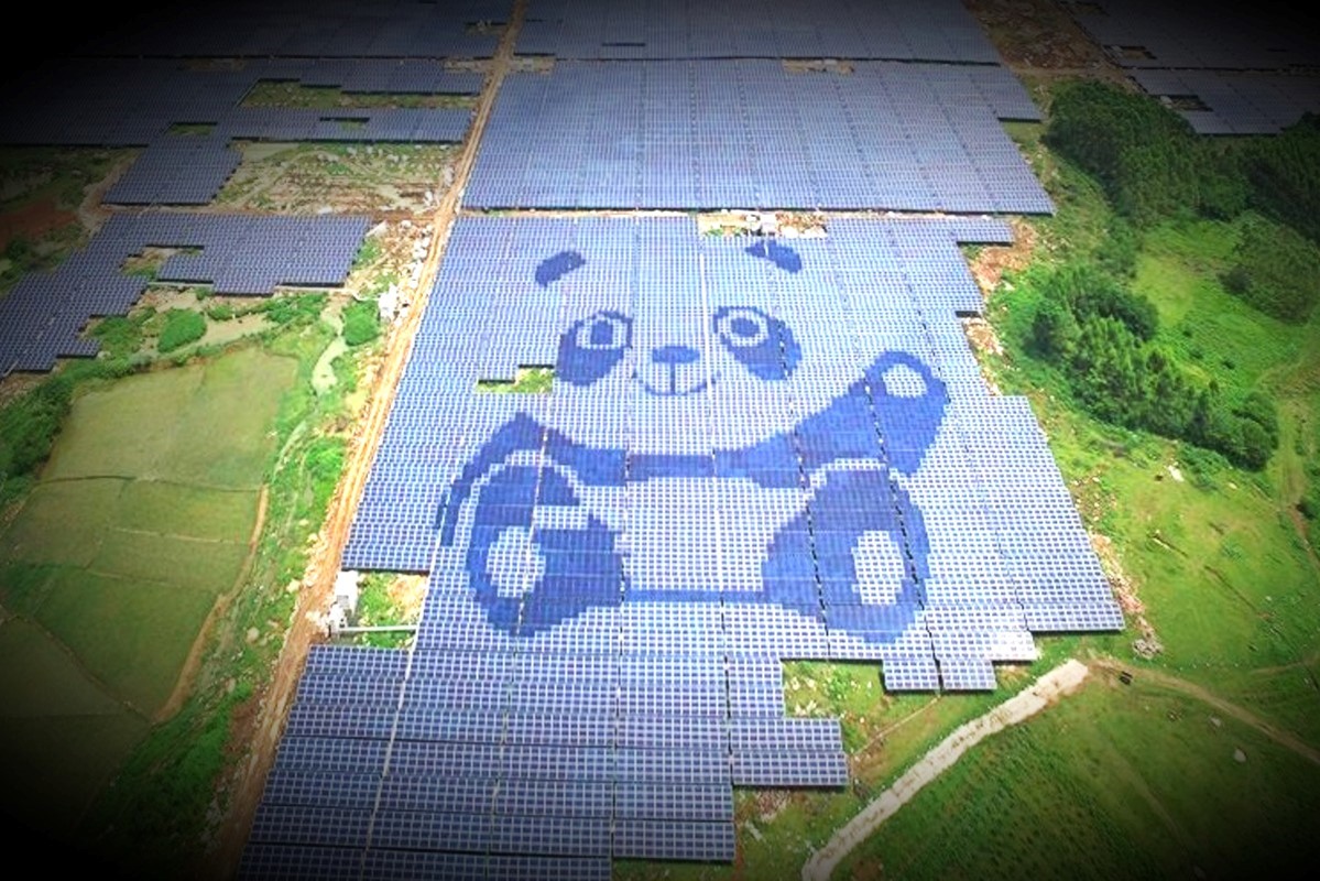 Solarna farma u Guangxiju u obliku pande 📷 Panda Green Energy