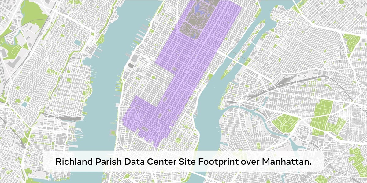 Meta će izgraditi novi podatkovni centar koji će zauzimati površinu usporedivu s velikim dijelom Manhattana 📷 Facebook/Meta
